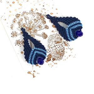 Μακραμέ σκουλαρίκια σε μπλε χρώμα